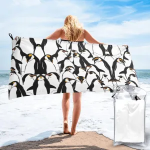 Cute Baby Penguins Sketch Premium Compact Microfiber Travel Towel-Featherlight & Quick Dry,Sand-Resistant Beach Towel for Swimming,Camping,Vacation Essentials with Carry Pouch