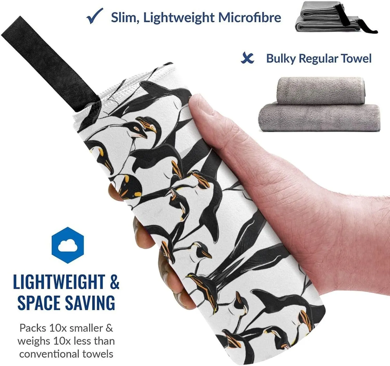 Cute Baby Penguins Sketch Premium Compact Microfiber Travel Towel-Featherlight & Quick Dry,Sand-Resistant Beach Towel for Swimming,Camping,Vacation Essentials with Carry Pouch