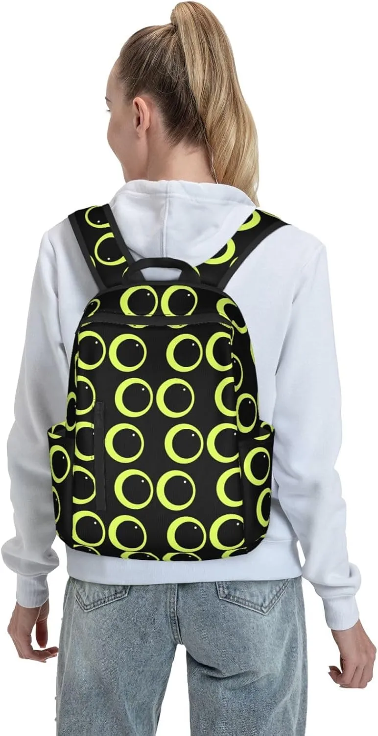 Cute Black Cat Eyes Casual Backpacks Large Capacity Laptop Backpack Sports Fitness Rucksack Travel Carry-On Daypack Adjustable Shoulder Strap Work Bag for Outdoor Camping