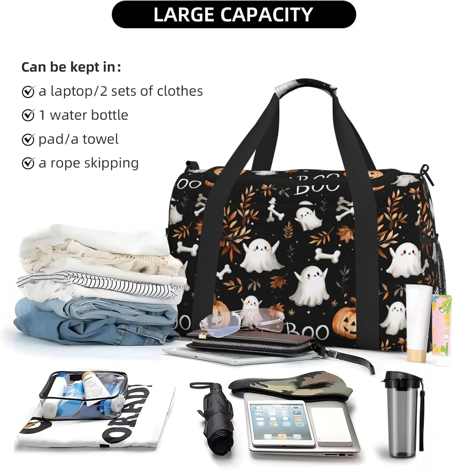 Cute Fall Pumpkin Travel Weekender Overnight Bags Foldable Hand Travel Bag Sport Gym Duffel Bag For Men Women