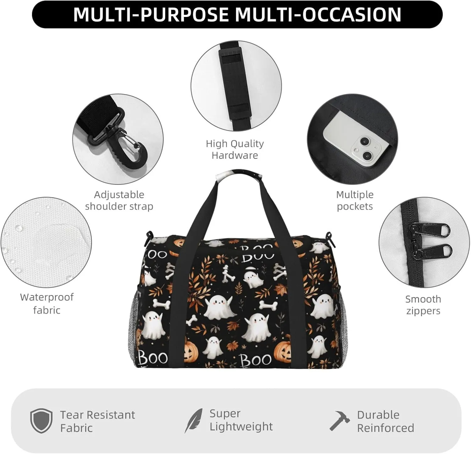 Cute Fall Pumpkin Travel Weekender Overnight Bags Foldable Hand Travel Bag Sport Gym Duffel Bag For Men Women