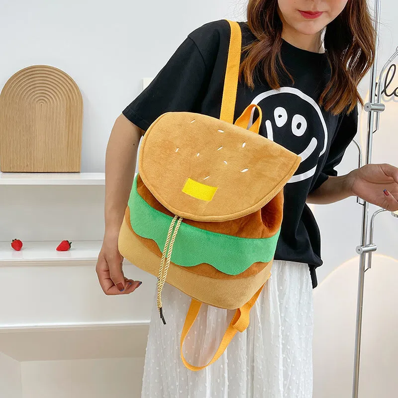 Cute Hamburger Plush Backpack Soft Cartoon Burger Plush