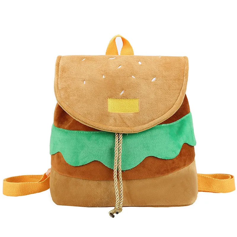 Cute Hamburger Plush Backpack Soft Cartoon Burger Plush