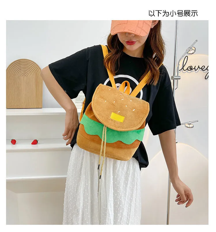 Cute Hamburger Plush Backpack Soft Cartoon Burger Plush