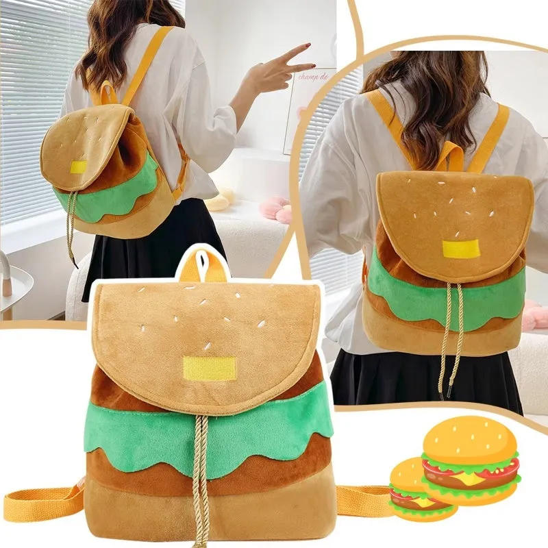 Cute Hamburger Plush Backpack Soft Cartoon Burger Plush