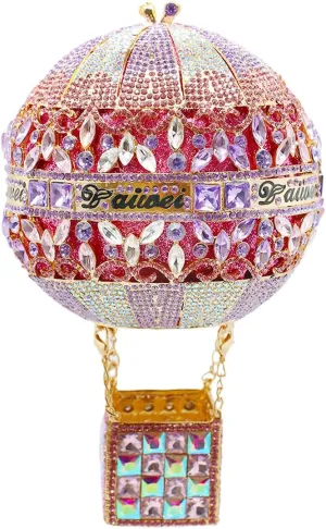 Cute Hot Air Balloon Rhinestone Clutch Purses for Women Glitter Crystal Handbag Unique Evening Bags for Party Prom
