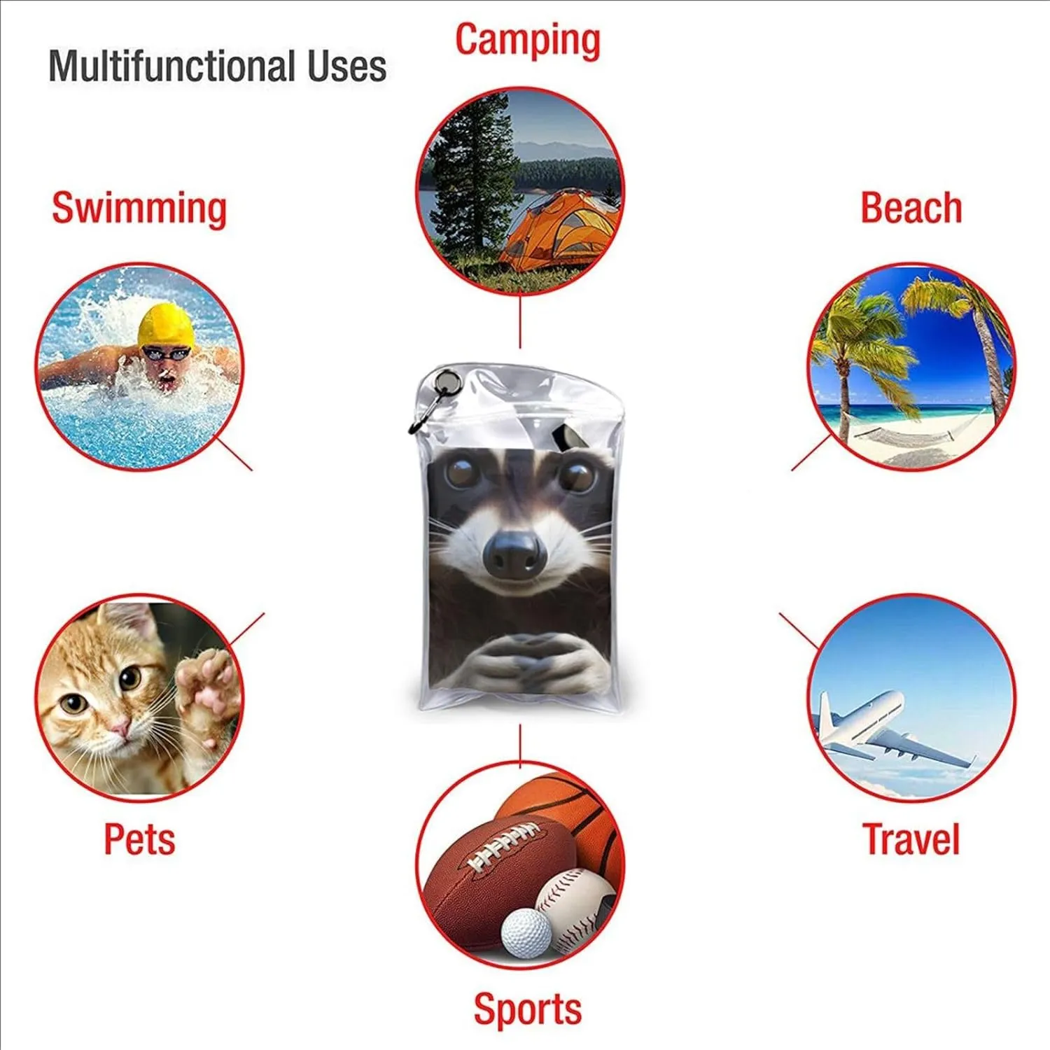 Cute Raccoon Premium Compact Microfiber Travel Towel-Featherlight & Quick Dry,Sand-Resistant Beach Towel for Swimming,Camping,Vacation Essentials with Carry Pouch