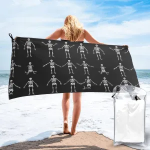 Cute Skeleton Dancing Premium Compact Microfiber Travel Towel-Featherlight & Quick Dry,Sand-Resistant Beach Towel for Swimming,Camping,Vacation Essentials with Carry Pouch