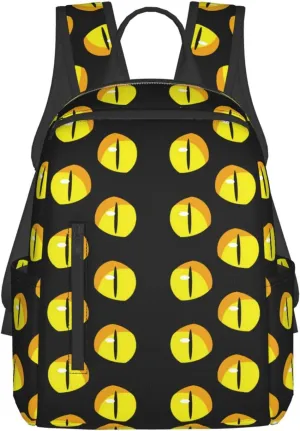 Cute Yellow Eyes Cat Casual Backpacks Large Capacity Laptop Backpack Sports Fitness Rucksack Travel Carry-On Daypack Adjustable Shoulder Strap Work Bag for Outdoor Camping