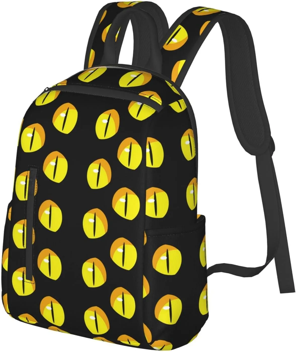 Cute Yellow Eyes Cat Casual Backpacks Large Capacity Laptop Backpack Sports Fitness Rucksack Travel Carry-On Daypack Adjustable Shoulder Strap Work Bag for Outdoor Camping