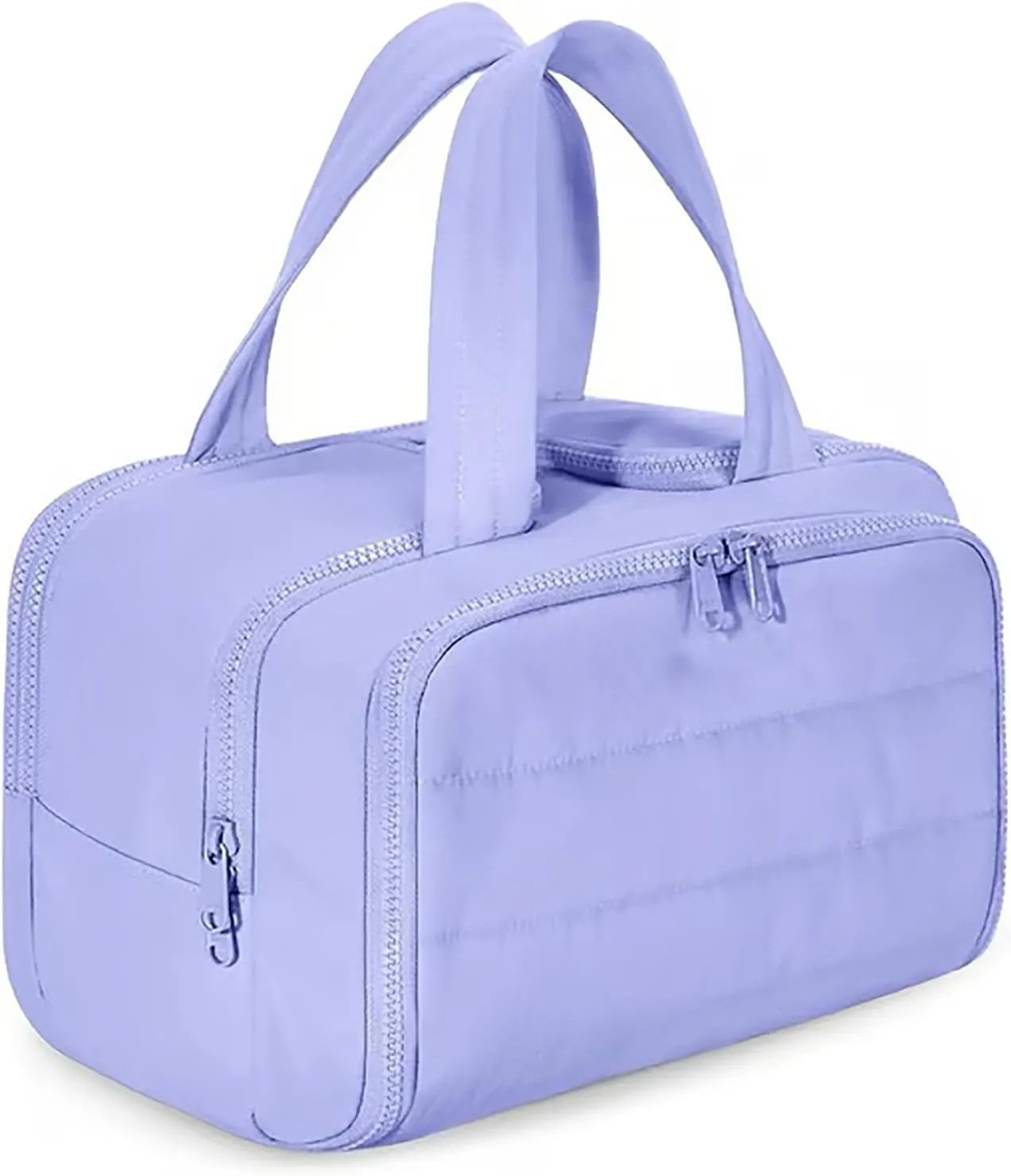 Decisive Makeup Bag, Large Capacity Wide-Open Travel Cosmetic Bag, Standing Makeup Bag – Portable, Large Capacity, Waterproof Portable Puffy Toiletry Bag Organizer With Handle for Women (Purple)