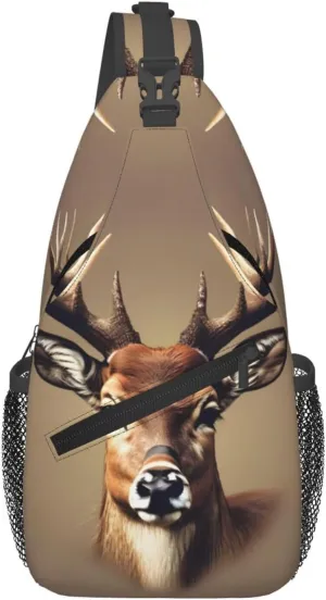 Deer Head Printing Print Sling Bag Crossbody Travel Hiking Chest Backpack Shoulder Daypack For Women Men