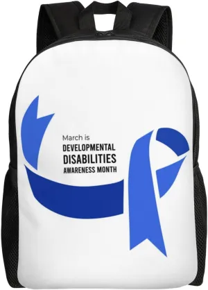 Developmental Disabilities Awareness Month Backpack for Women Men Worker Teacher Business Travel Backpacks Shoulders Bag Daypack Bookbag with Mesh Pockets