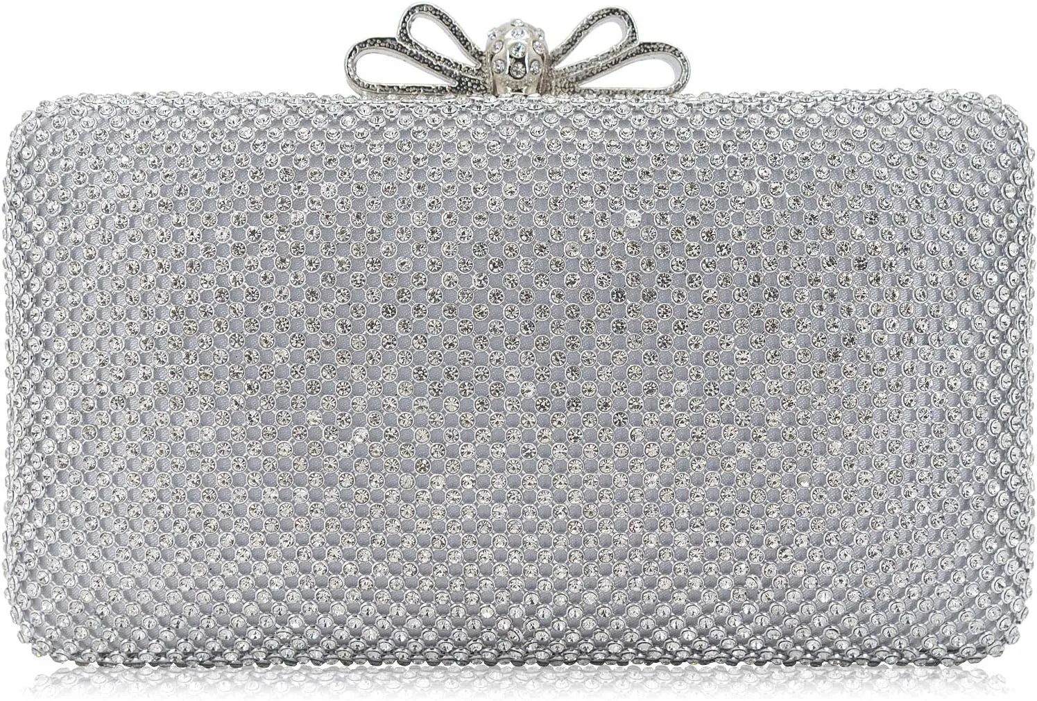 Dexmay Rhinestone Clutch Purse with Crystal Bow Clasp Evening Bag Wedding Party Dressy Handbag
