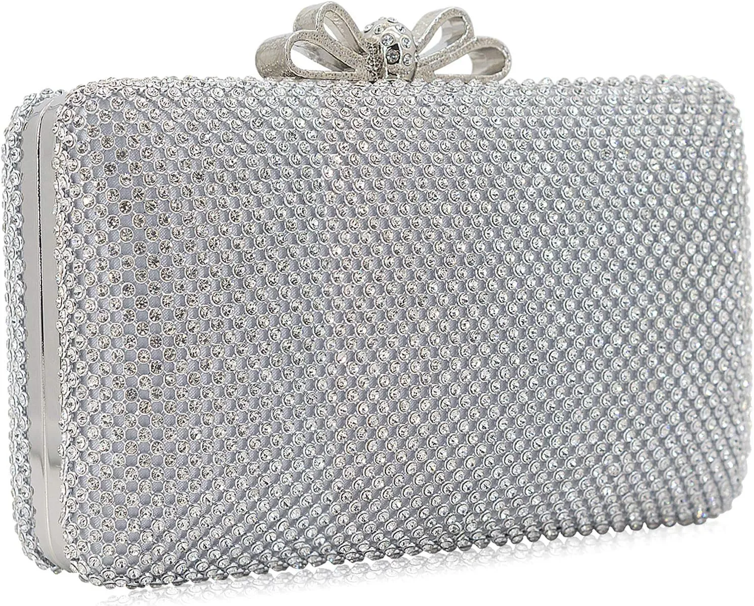 Dexmay Rhinestone Clutch Purse with Crystal Bow Clasp Evening Bag Wedding Party Dressy Handbag