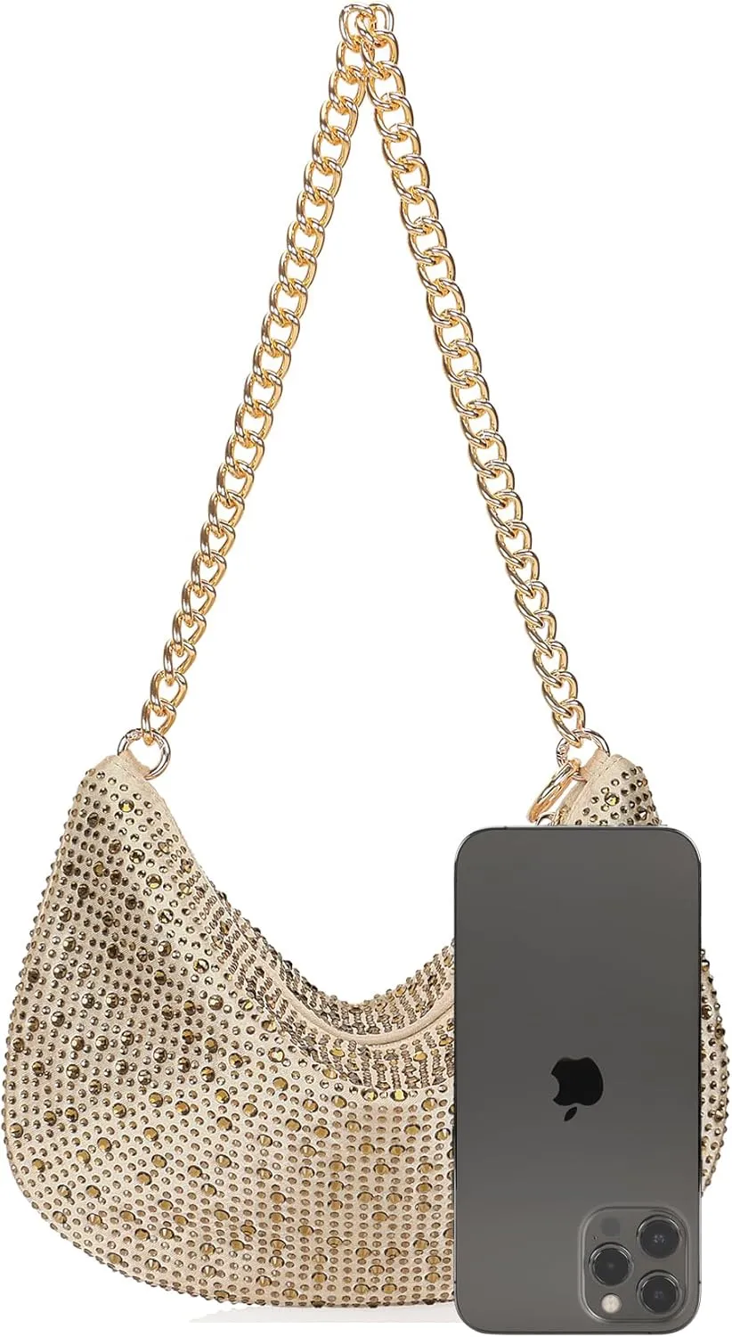 DEXMAY Rhinestone Purse Crystal Women Shoulder Bag Party Evening Clutch Handbag