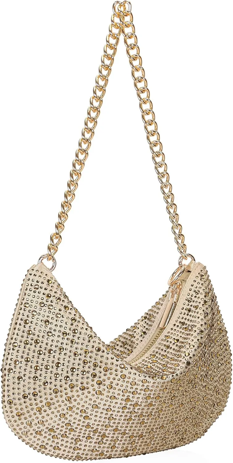 DEXMAY Rhinestone Purse Crystal Women Shoulder Bag Party Evening Clutch Handbag