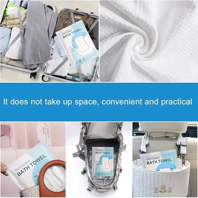 Disposable Bath Towels 10 PCS Large Portable Bath Towels for Travel,47 x 27.5 inch Soft Big Body Towel,Washcloth for Hiking Camping Hotel Bathroom, Individually Packed