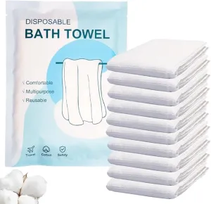 Disposable Bath Towels 10 PCS Large Portable Bath Towels for Travel,47 x 27.5 inch Soft Big Body Towel,Washcloth for Hiking Camping Hotel Bathroom, Individually Packed