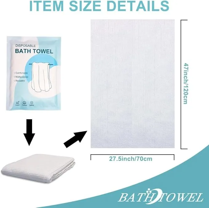 Disposable Bath Towels 10 PCS Large Portable Bath Towels for Travel,47 x 27.5 inch Soft Big Body Towel,Washcloth for Hiking Camping Hotel Bathroom, Individually Packed