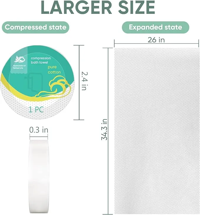 Disposable Compressed Towel Pure Cotton 23in×39in Applicable Tofor Swimming Hotel Camping Sports Hiking Beach Vacation Outdoor（10PCS）