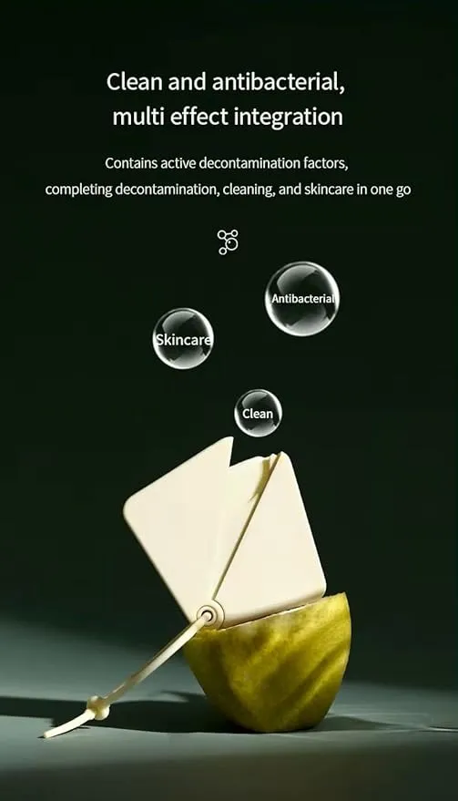 Dissolvable Paper Soap Sheets - Portable Handwashing Sheets for Travel, Outdoor, Survival. Chic Container w/Adjustable Strap (50 Sheets). -White Peach