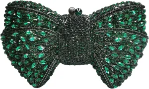 DJBM Sweet Bow Rhinestone Crystal Evening Clutch Bright Deluxe Diamond Handbag for Women Formal Party