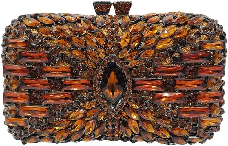 DJBM Women Dazzling Crystal Clutch Handbag Sparkling Deluxe Rhinestone Crossbody Purse for Wedding Party Prom