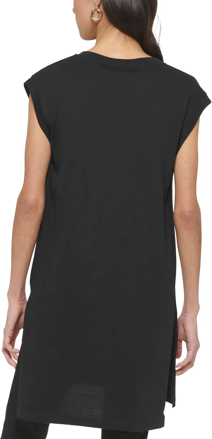 DKNY Women's Sportswear High-Low Logo Tunic Dress