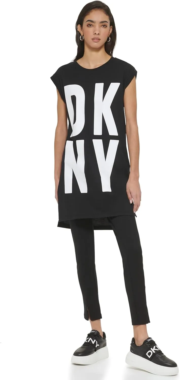 DKNY Women's Sportswear High-Low Logo Tunic Dress
