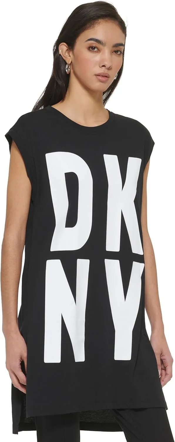 DKNY Women's Sportswear High-Low Logo Tunic Dress