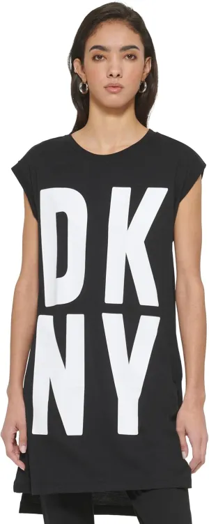 DKNY Women's Sportswear High-Low Logo Tunic Dress