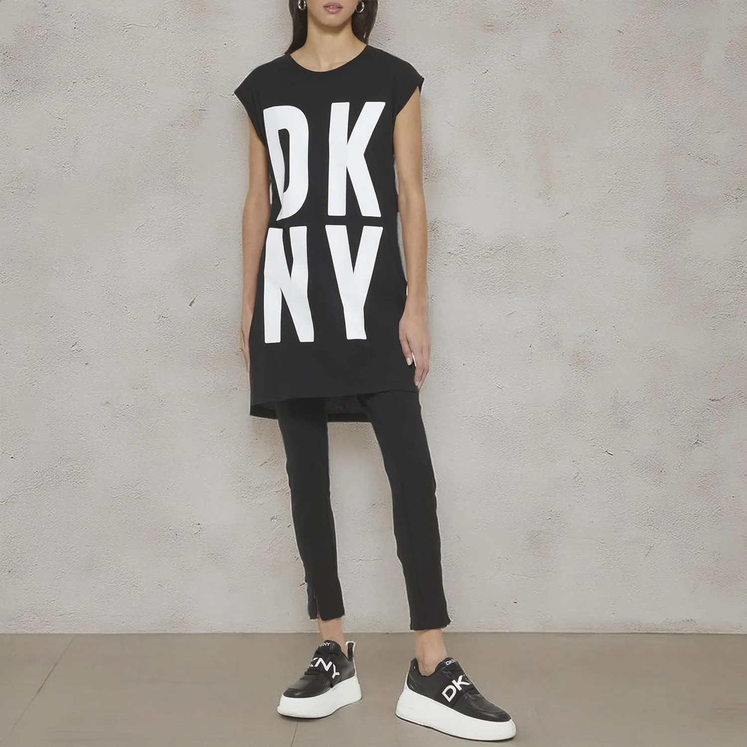 DKNY Women's Sportswear High-Low Logo Tunic Dress