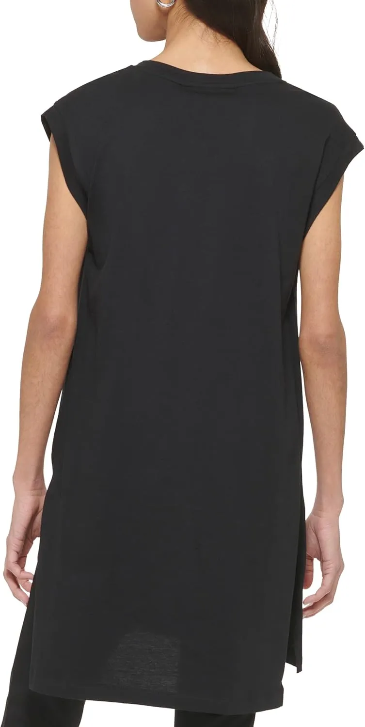 DKNY Women's Sportswear High-Low Logo Tunic Dress