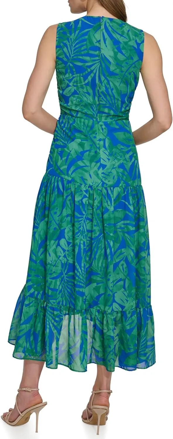 DKNY womens V-neck Twist Front Sleeveless Dress