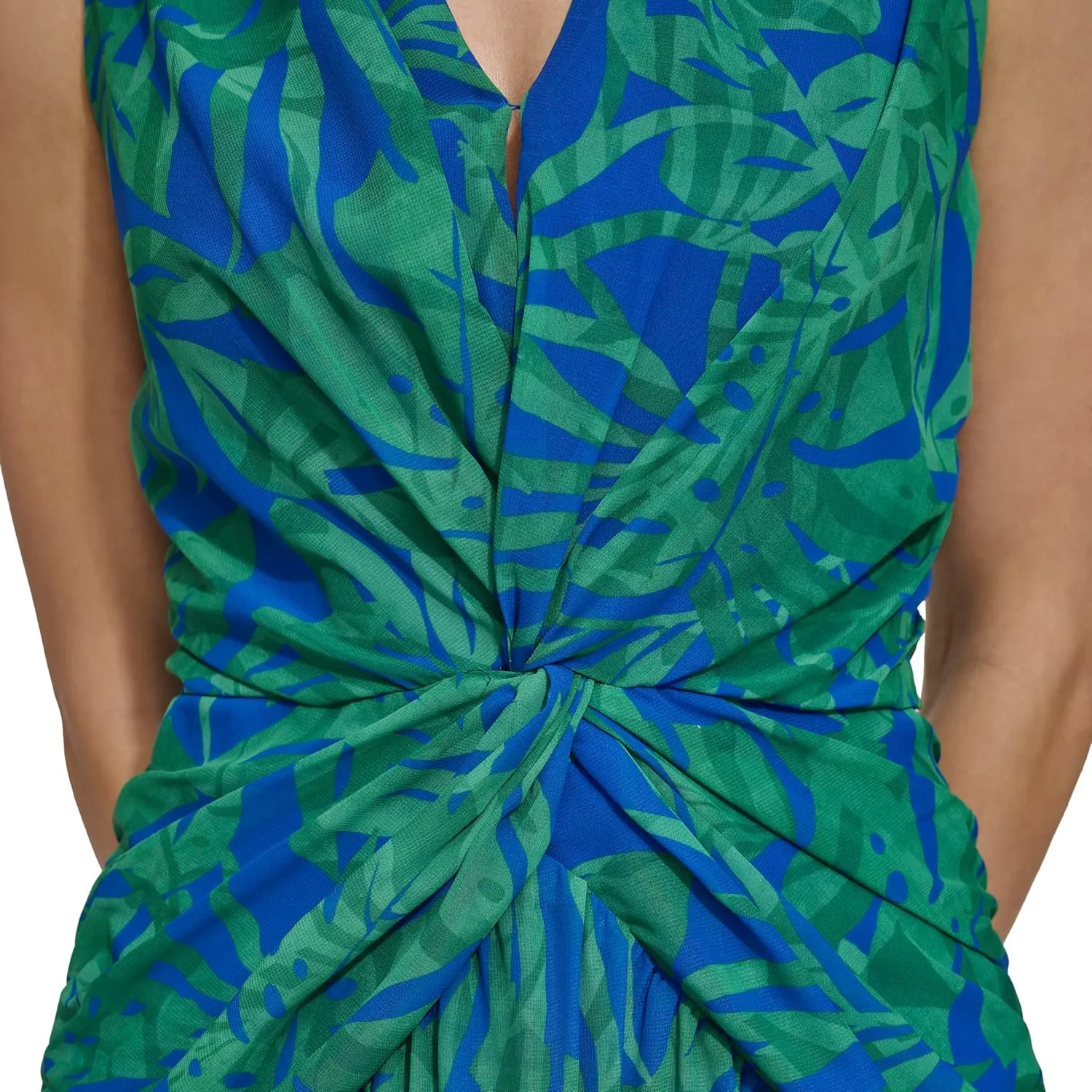 DKNY womens V-neck Twist Front Sleeveless Dress