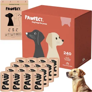 Dog Poop Bags Rolls - Biodegradable Doggie Bags, Compostable Dog Waste Bags, BPI Certified Pet Waste Bags, Unscented, Large, Puppy Poo, Earth Friendly, Bolsas de Basura (240 counts)