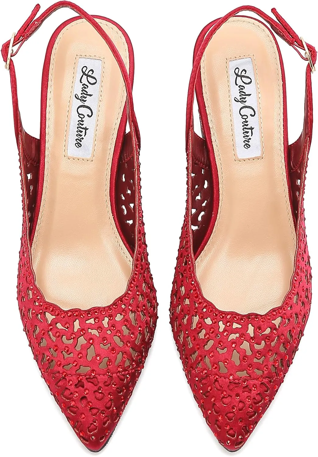 DONNA Rhinestone Satin Block Heel Slingback