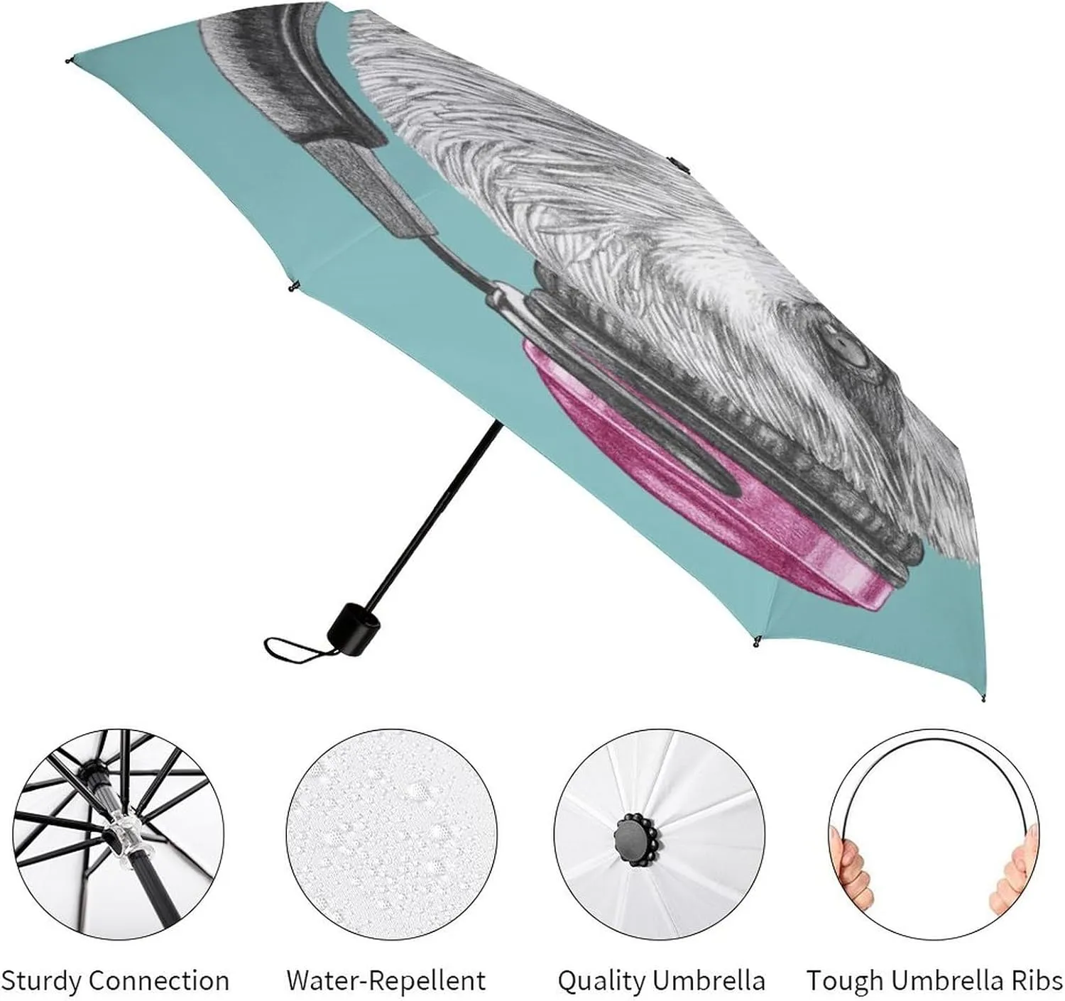 Donnapink Manual Folding Umbrella, Manual UV Sun Parasol UV Protection, Strong Travel Rain Umbrella