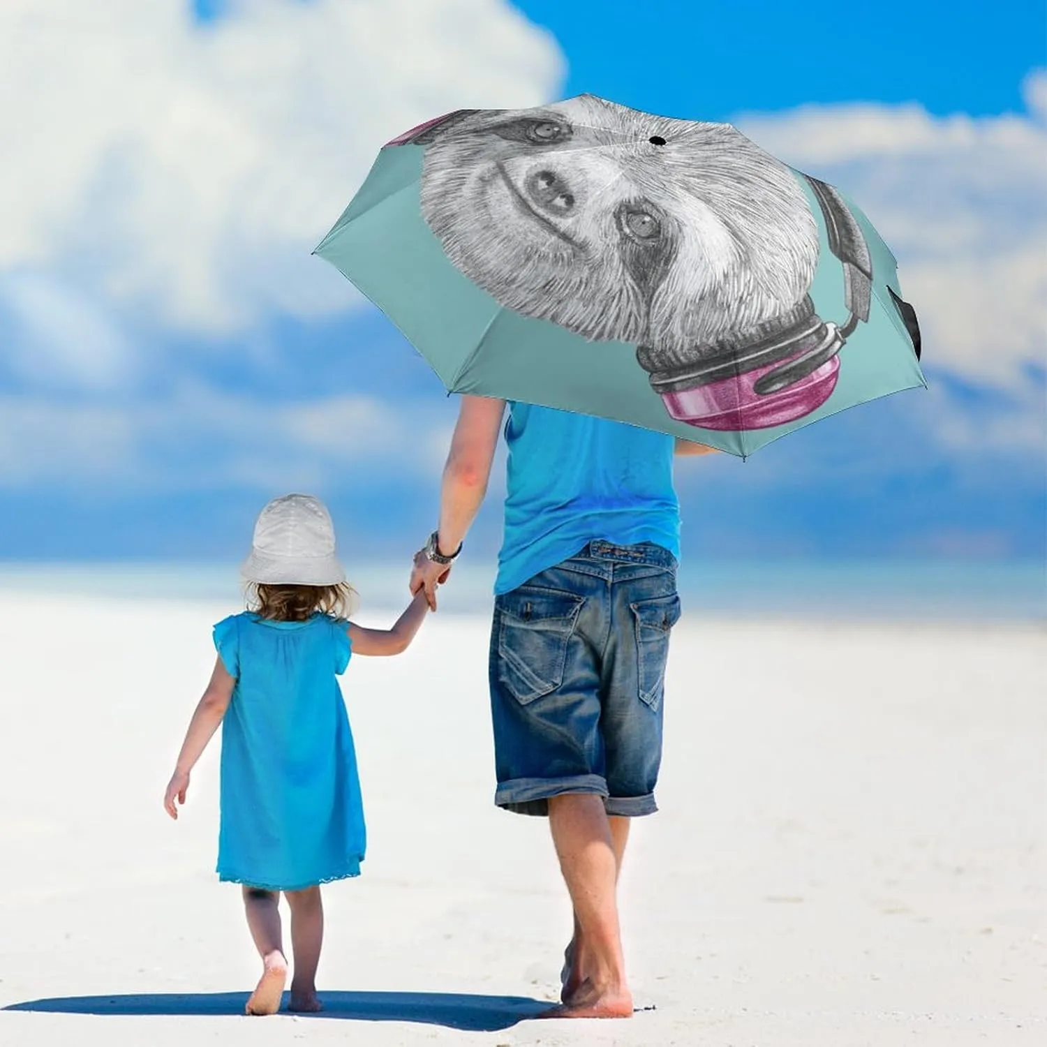 Donnapink Manual Folding Umbrella, Manual UV Sun Parasol UV Protection, Strong Travel Rain Umbrella