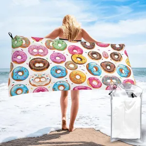 Donut Premium Compact Microfiber Travel Towel-Featherlight & Quick Dry,Sand-Resistant Beach Towel for Swimming,Camping,Vacation Essentials with Carry Pouch