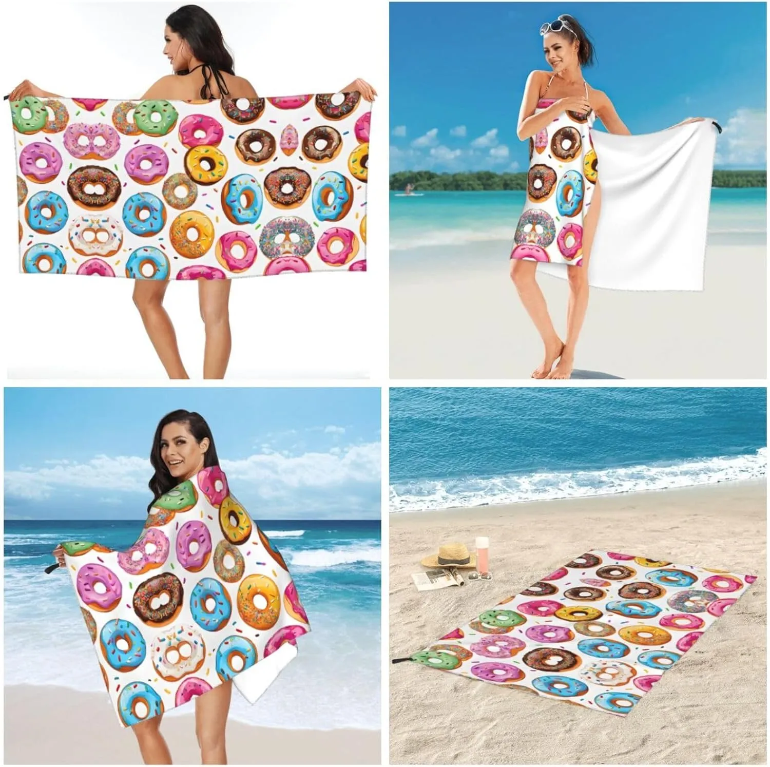 Donut Premium Compact Microfiber Travel Towel-Featherlight & Quick Dry,Sand-Resistant Beach Towel for Swimming,Camping,Vacation Essentials with Carry Pouch
