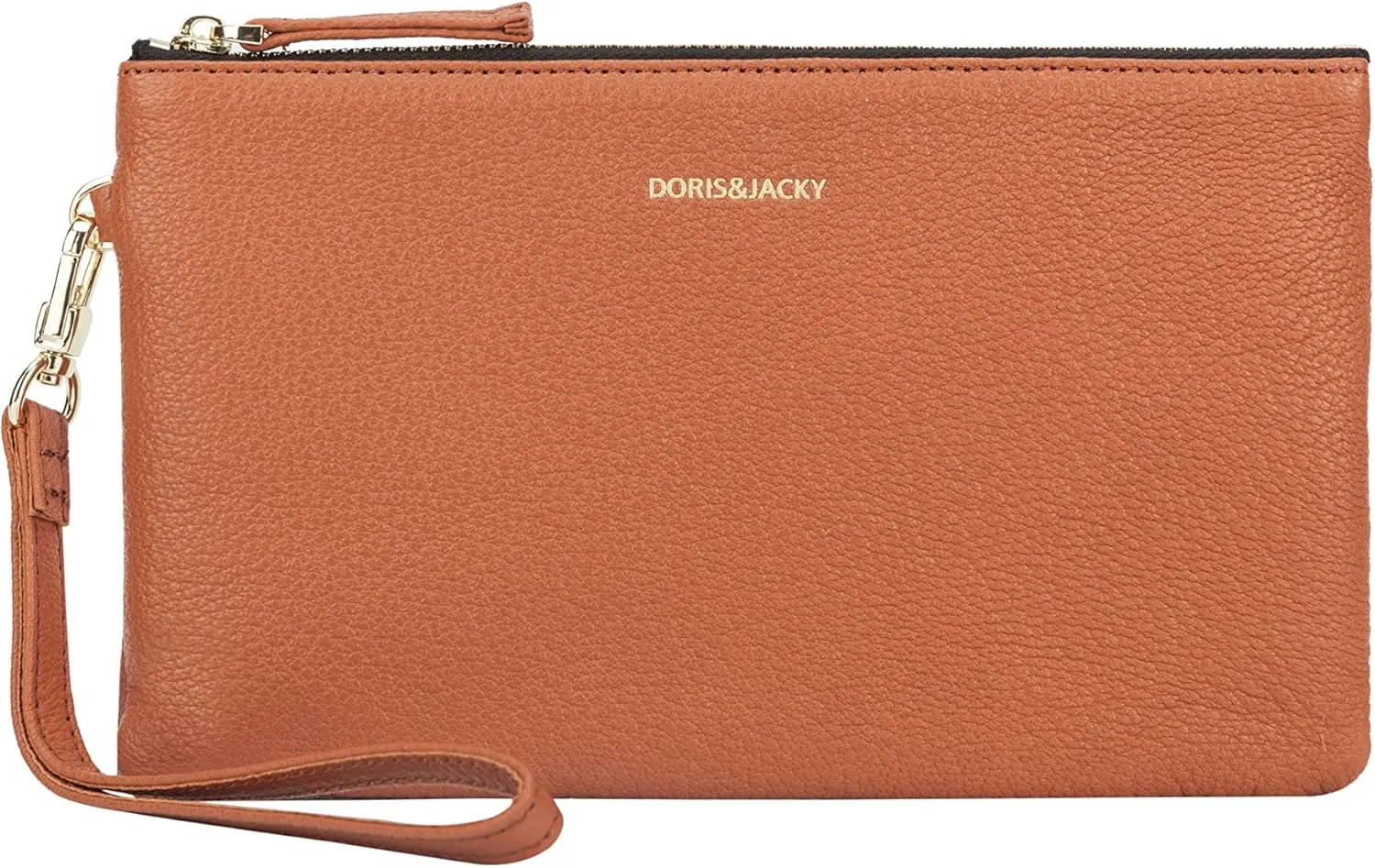 DORIS&JACKY Goatskin Leather Wristlet Clutch Wallet Cute Small Pouch Bag With Strap