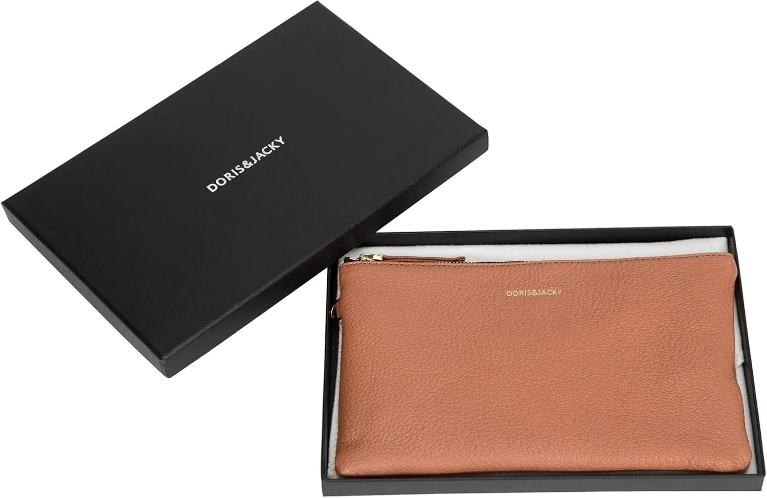 DORIS&JACKY Goatskin Leather Wristlet Clutch Wallet Cute Small Pouch Bag With Strap
