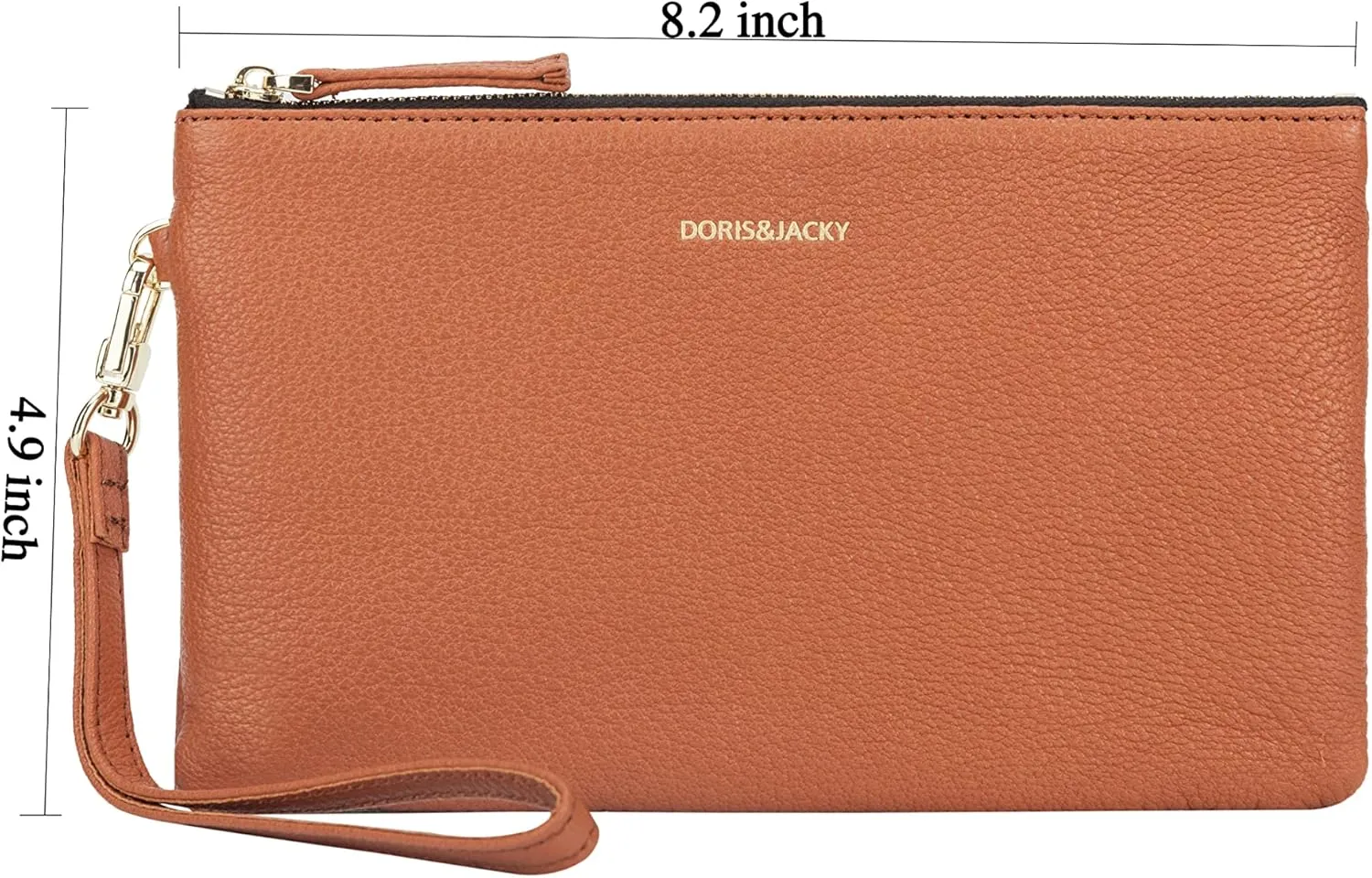 DORIS&JACKY Goatskin Leather Wristlet Clutch Wallet Cute Small Pouch Bag With Strap
