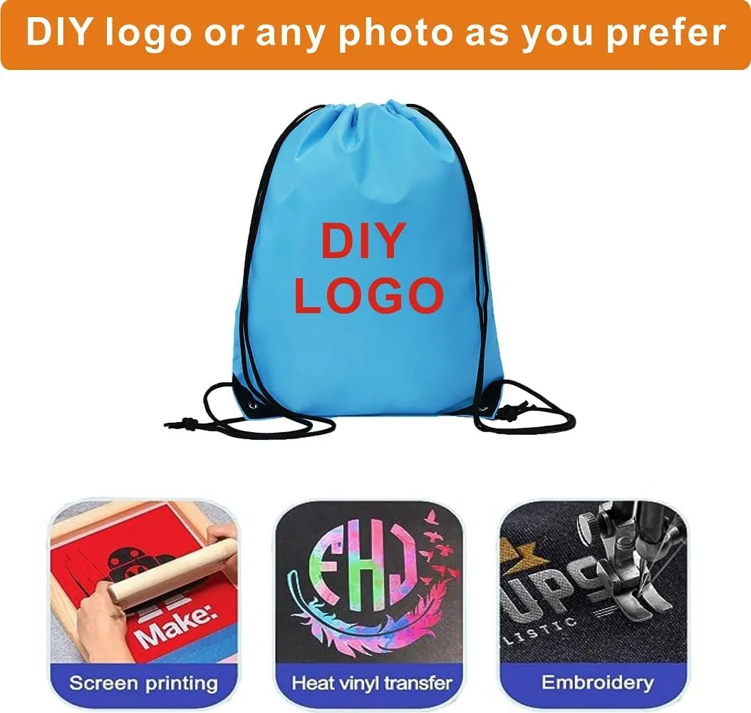 Drawstring Backpack Bulk 24Pcs Draw String Backpack Bags DIY Gym Sports Traveling Yoga Cinch Bag Sackpack Drawstring(sky blue light blue)