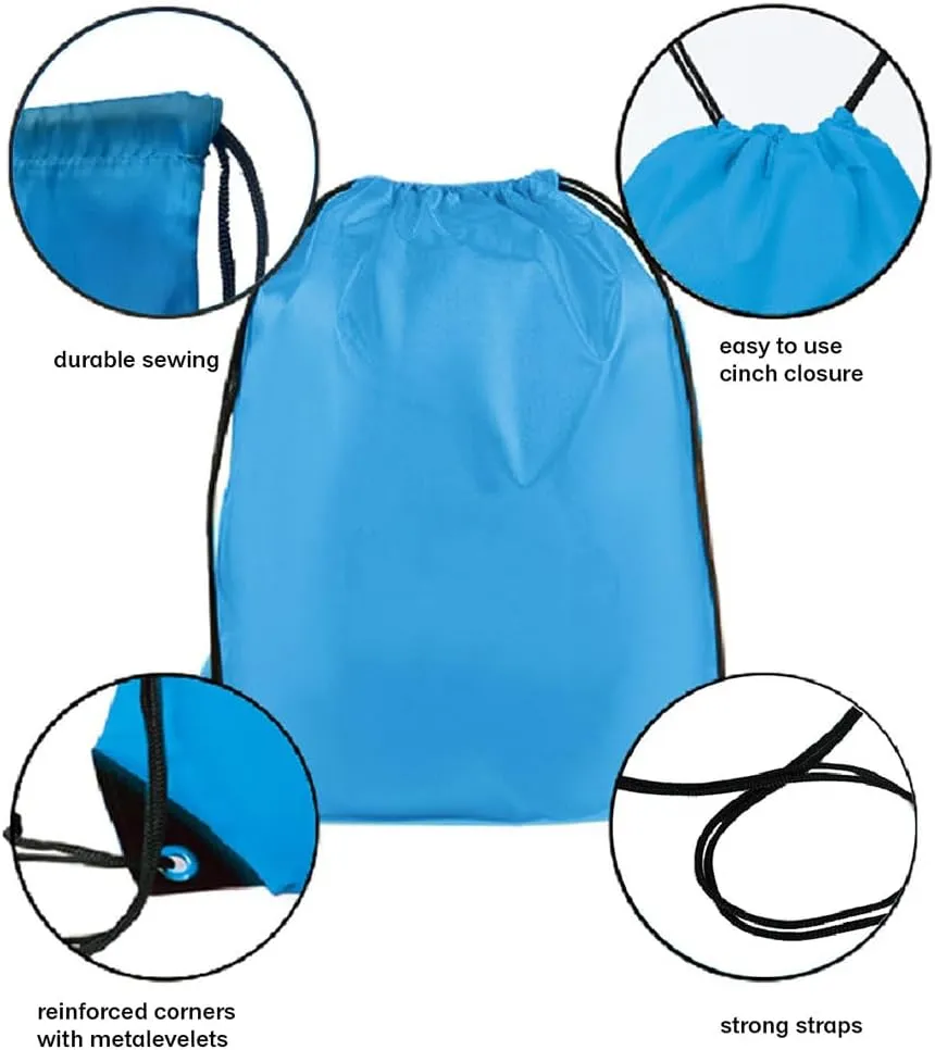Drawstring Backpack Bulk 24Pcs Draw String Backpack Bags DIY Gym Sports Traveling Yoga Cinch Bag Sackpack Drawstring(sky blue light blue)