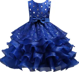 DreamHigh Wedding Flower Girl's Ruffles Lace Cute Bow Waist Evening Dress up