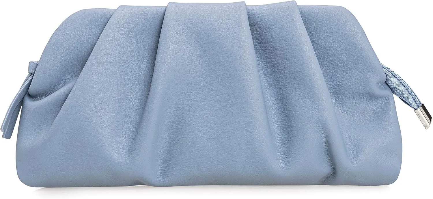 Dressy PU Clutch Purse for Women Formal Soft Pleated Vegan Leather Evening Bag for Wedding/Prom/Cocktail Party