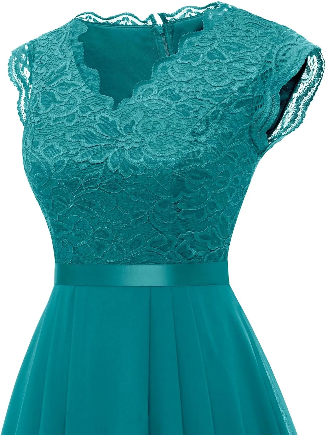 Dressystar Women's V Neck Sleeveless Lace Bridesmaid Dress Wedding Party Gown